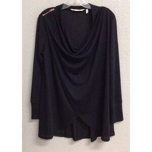 Soft Surroundings Sweater Womens Size Small Black Cowl Neck Knit Pullover Top